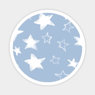 Holiday christmas watercolor white stars over sky light blue background Magnet